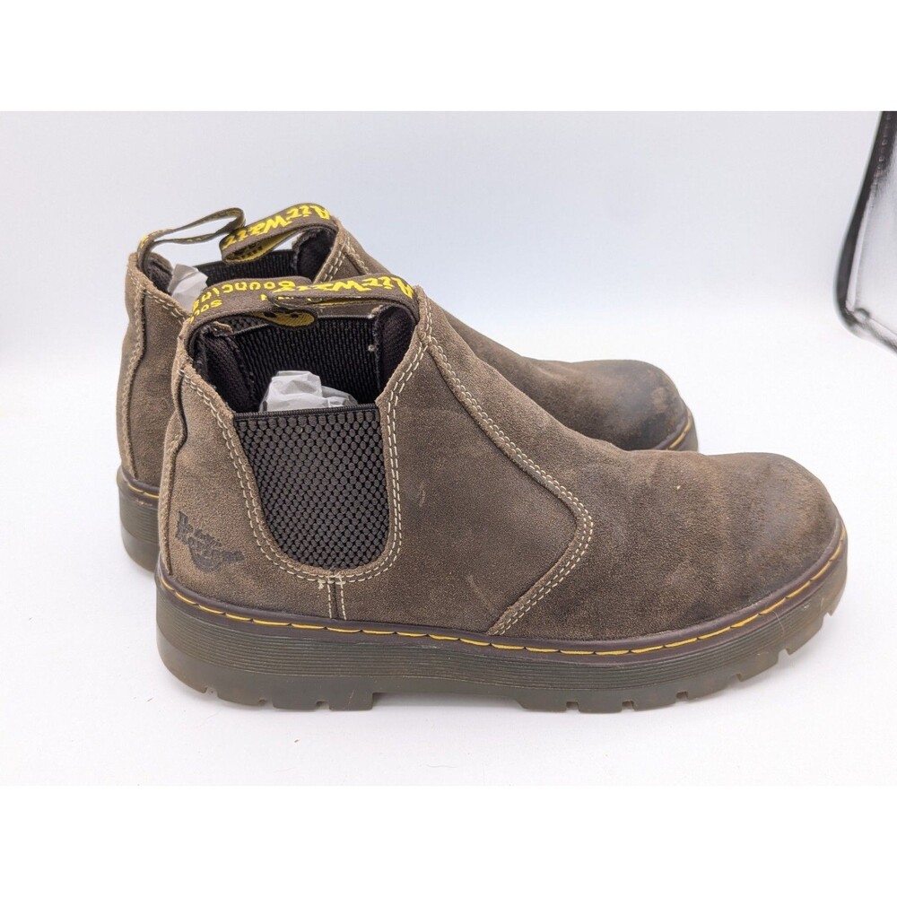 Martens Hardie Brown Suede Chelsea Work Boots Mens 8 Womens 9 Ankle Slip On